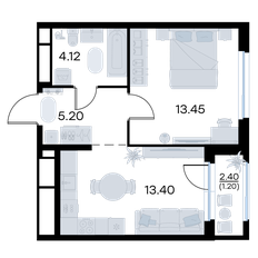 Квартира 37,4 м², 1-комнатная - изображение 3