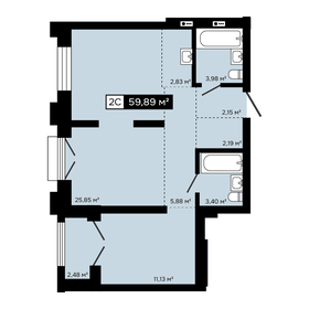 Квартира 59,9 м², 2-комнатная - изображение 1