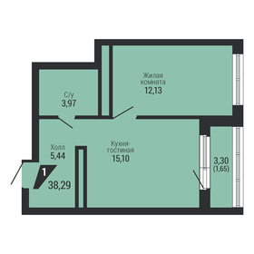 Квартира 38,3 м², 1-комнатная - изображение 2