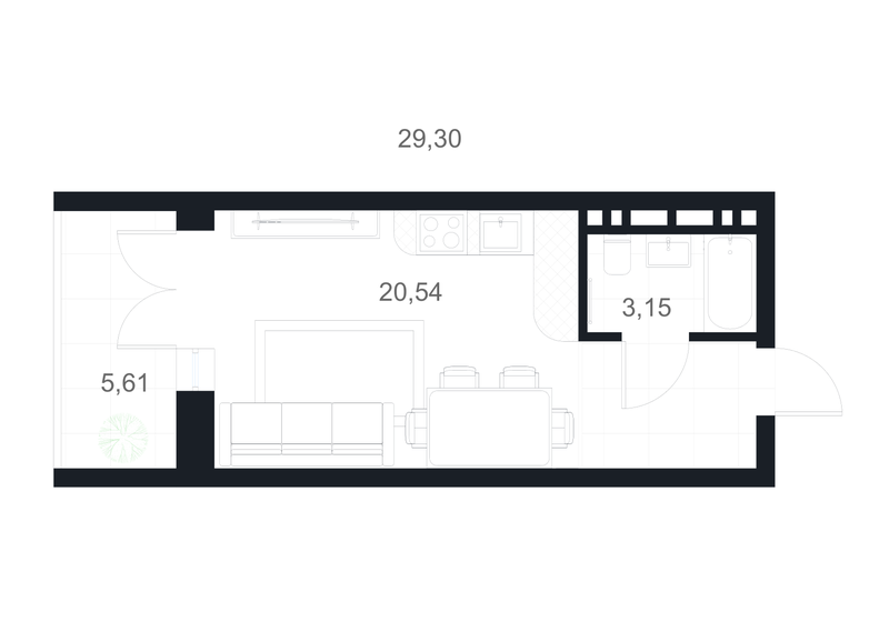 29,3 м², квартира-студия 10 255 000 ₽ - изображение 1