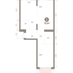 Квартира 75,3 м², 2-комнатная - изображение 3