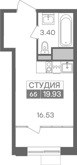 19,9 м², квартира-студия 3 081 178 ₽ - изображение 22