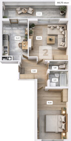 Квартира 66,7 м², 2-комнатная - изображение 1