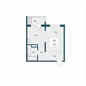 Квартира 40,1 м², 1-комнатная - изображение 1