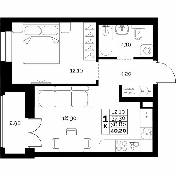 38,2 м², 1-комнатная квартира 8 340 000 ₽ - изображение 25