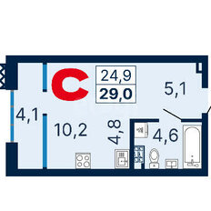 Квартира 29 м², студия - изображение 2