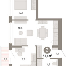 Квартира 51,4 м², 3-комнатная - изображение 2
