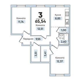 Квартира 65,5 м², 3-комнатная - изображение 1