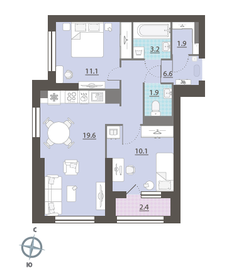 Квартира 55,6 м², 2-комнатная - изображение 2