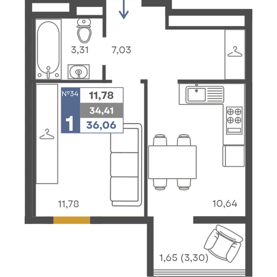 31,5 м², 1-комнатная квартира 5 673 600 ₽ - изображение 17