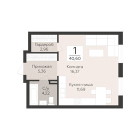 Квартира 40,6 м², 1-комнатная - изображение 1