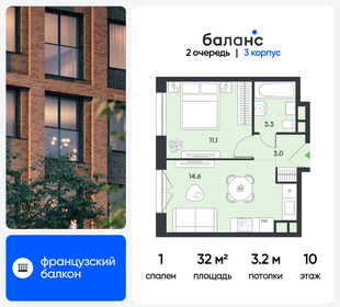 Квартира 32 м², 1-комнатная - изображение 1