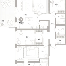 Квартира 144,9 м², 3-комнатная - изображение 3
