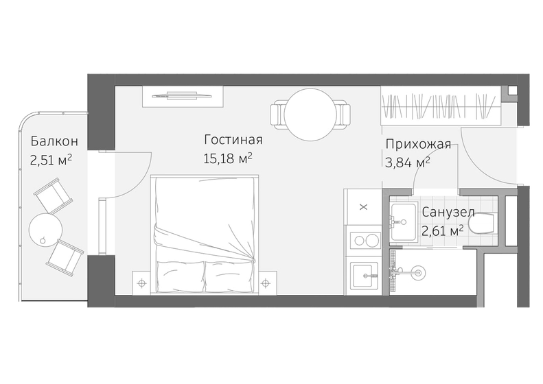 23,1 м², 1-комнатные апартаменты 15 165 450 ₽ - изображение 8