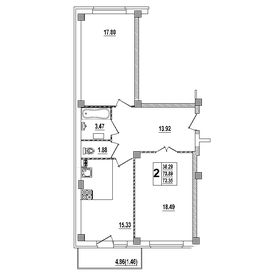 Квартира 72,4 м², 2-комнатная - изображение 1