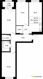 Квартира 86,6 м², 3-комнатная - изображение 1