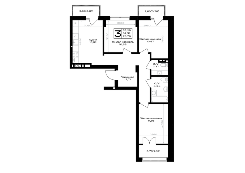 83,6 м², 3-комнатная квартира 17 321 920 ₽ - изображение 27