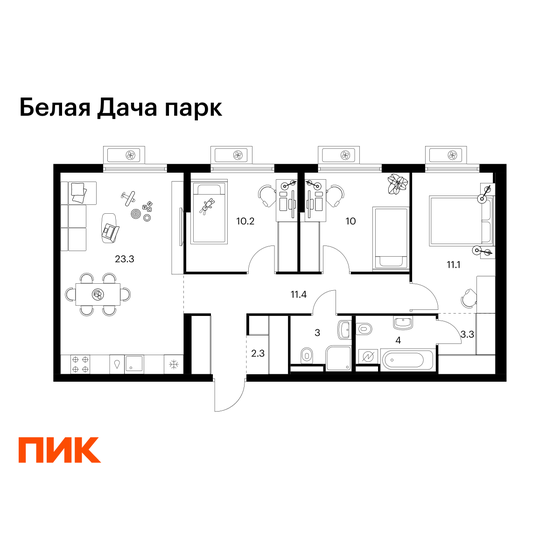 97 м², 3-комнатная квартира 17 900 000 ₽ - изображение 134