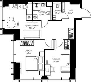 Квартира 52,8 м², 2-комнатная - изображение 2