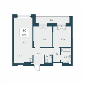 Квартира 67,5 м², 3-комнатная - изображение 1