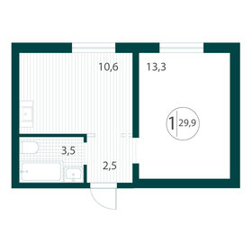 Квартира 29,9 м², 1-комнатная - изображение 1