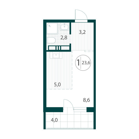 22 м², квартира-студия 3 200 000 ₽ - изображение 56
