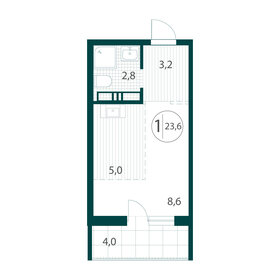 Квартира 23,6 м², 1-комнатная - изображение 1