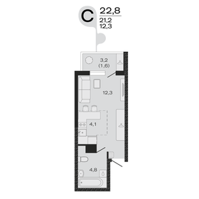 Квартира 22,8 м², студия - изображение 1