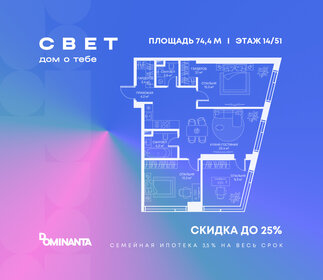 Квартира 74,4 м², 3-комнатная - изображение 1