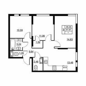 Квартира 68 м², 3-комнатная - изображение 1