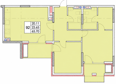 Квартира 65,7 м², 2-комнатная - изображение 1