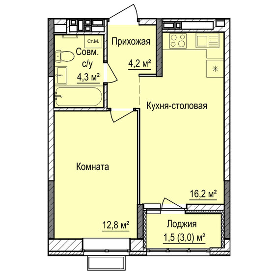 39,3 м², 1-комнатная квартира 4 755 000 ₽ - изображение 110