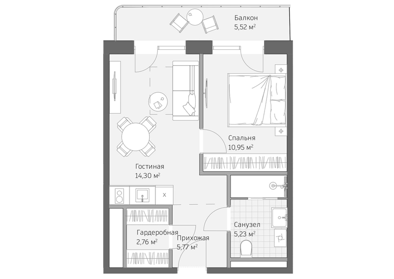 44,7 м², 2-комнатные апартаменты 23 936 160 ₽ - изображение 8