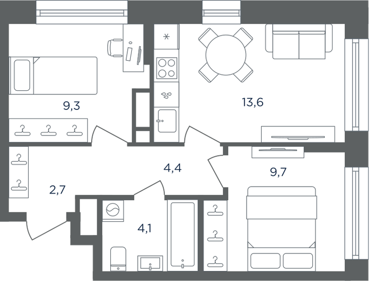 41,1 м², 2-комнатная квартира 7 005 495 ₽ - изображение 25
