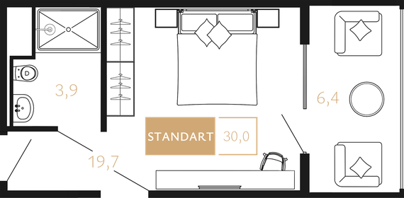 Квартира 30 м², 1-комнатные - изображение 1