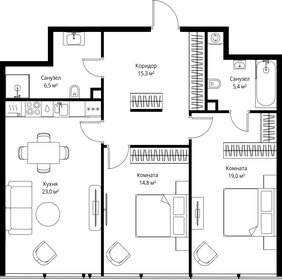 Квартира 84 м², 2-комнатная - изображение 2