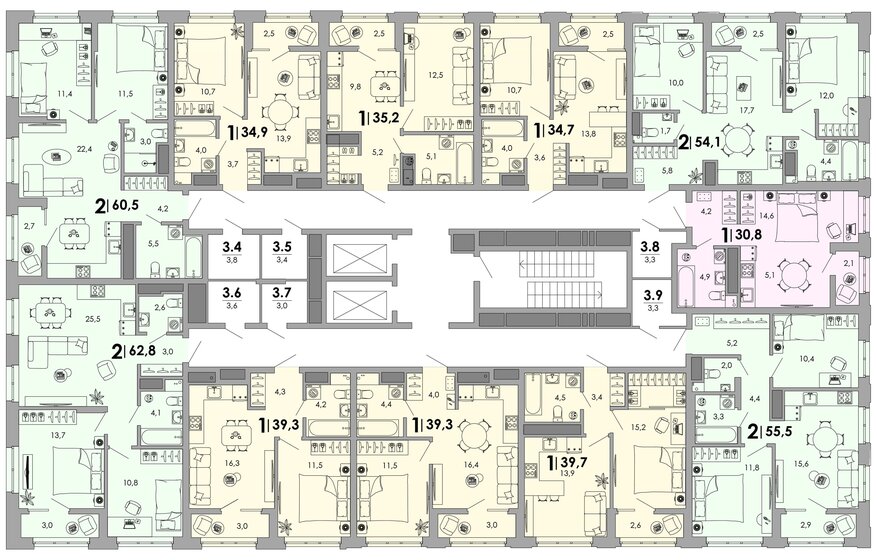 32 м², 1-комнатная квартира 2 100 000 ₽ - изображение 81