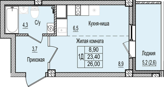 Квартира 26 м², студия - изображение 1