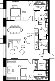 Квартира 99,3 м², 2-комнатная - изображение 2