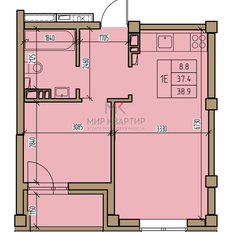 Квартира 38,9 м², 1-комнатная - изображение 1