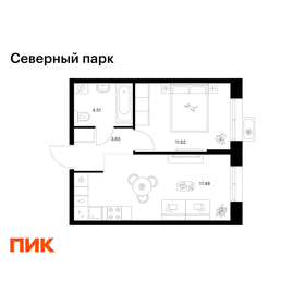 Квартира 37,3 м², 1-комнатная - изображение 1