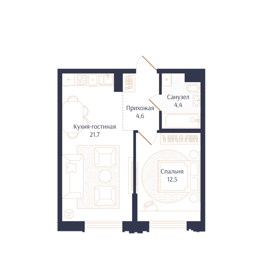 70 м², 3-комнатная квартира 6 350 000 ₽ - изображение 77