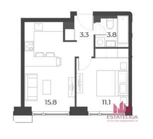 Квартира 35 м², 1-комнатная - изображение 1
