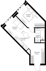 Квартира 42,6 м², 1-комнатная - изображение 2
