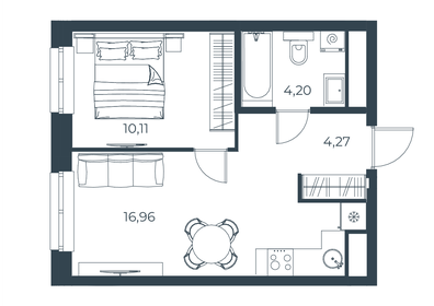 Квартира 35,5 м², 1-комнатная - изображение 1