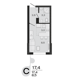 Квартира 17,4 м², студия - изображение 1