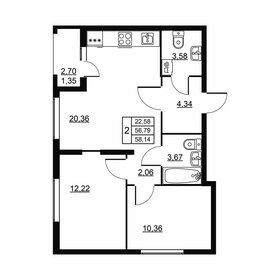 Квартира 58,1 м², 2-комнатная - изображение 1