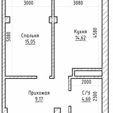 Квартира 44 м², 1-комнатная - изображение 2