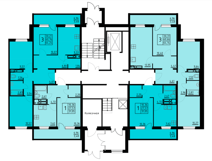 53,4 м², 3-комнатная квартира 6 400 000 ₽ - изображение 82
