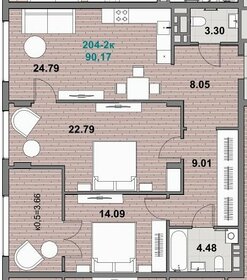 Квартира 90,2 м², 2-комнатная - изображение 1